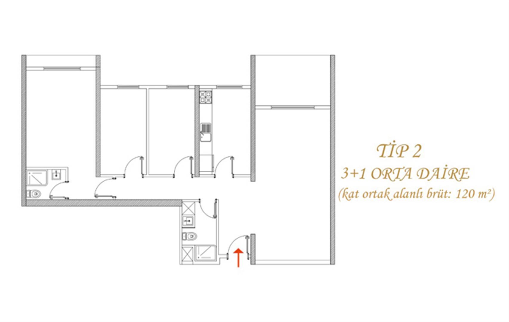 Bursa - Prestij Avlu 3+1 120 m² 
